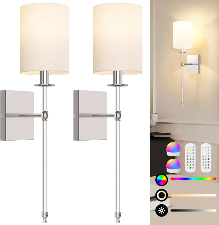 Upgraded Battery Operated Wall Sconces Set of Two