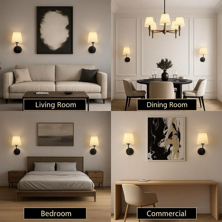 Wireless Fabric Wall Light (SET OF 2 + 2 BULBS FREE)