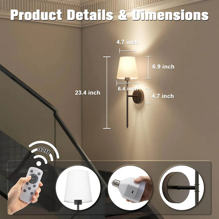 Wireless Fabric Wall Light (2 Packs)