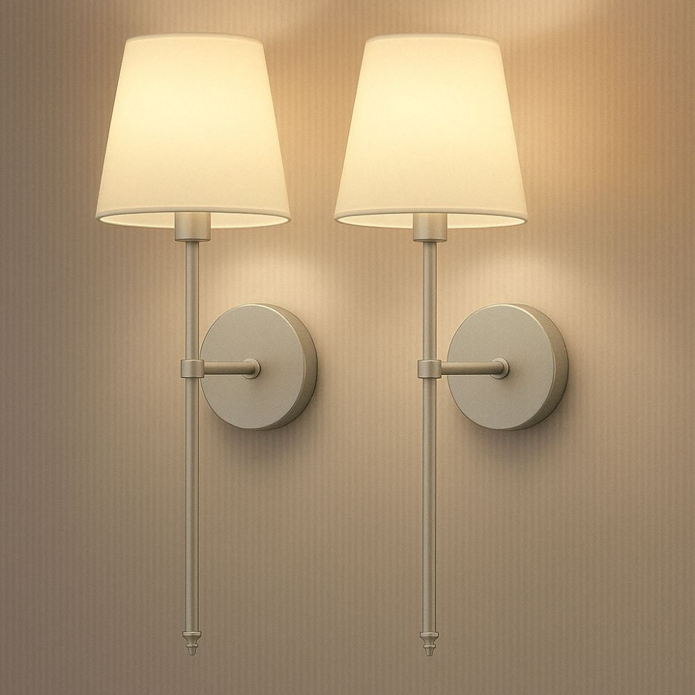 Kabellose Stoff-Wandleuchte (2er-Set + 2 Glühbirnen gratis)