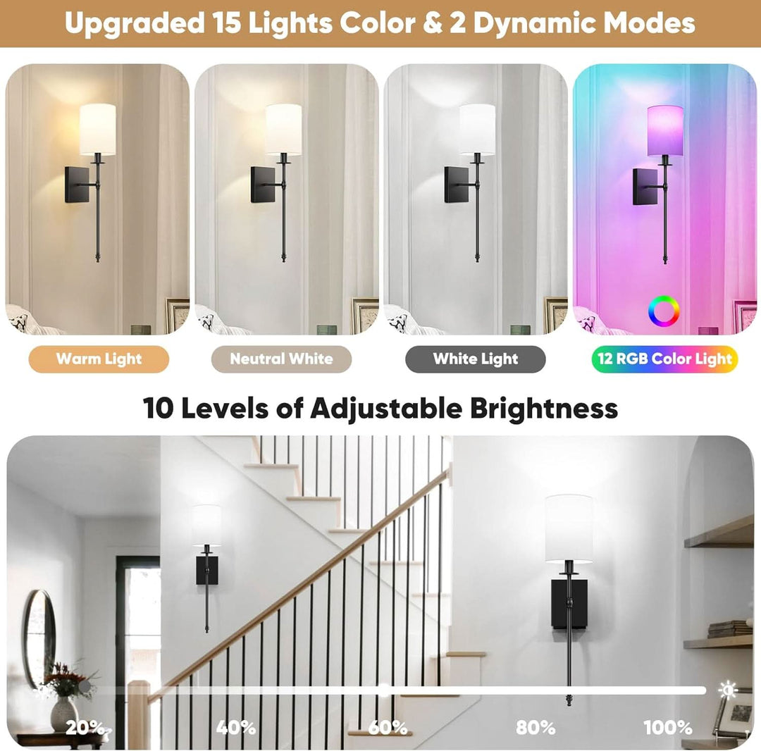 Upgraded Battery Operated Wall Sconces Set of Two